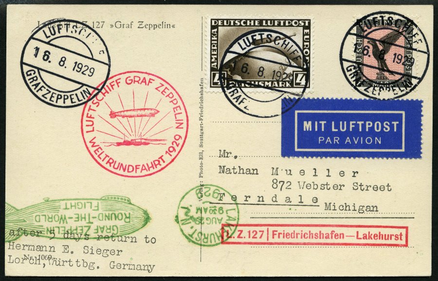 Lot 1371 - STAMPS - GERMANY GERMANY UNTIL 1945 - ZEPPELIN AND AIRMAIL -  Nordphila e.K. Stamp Auction #446