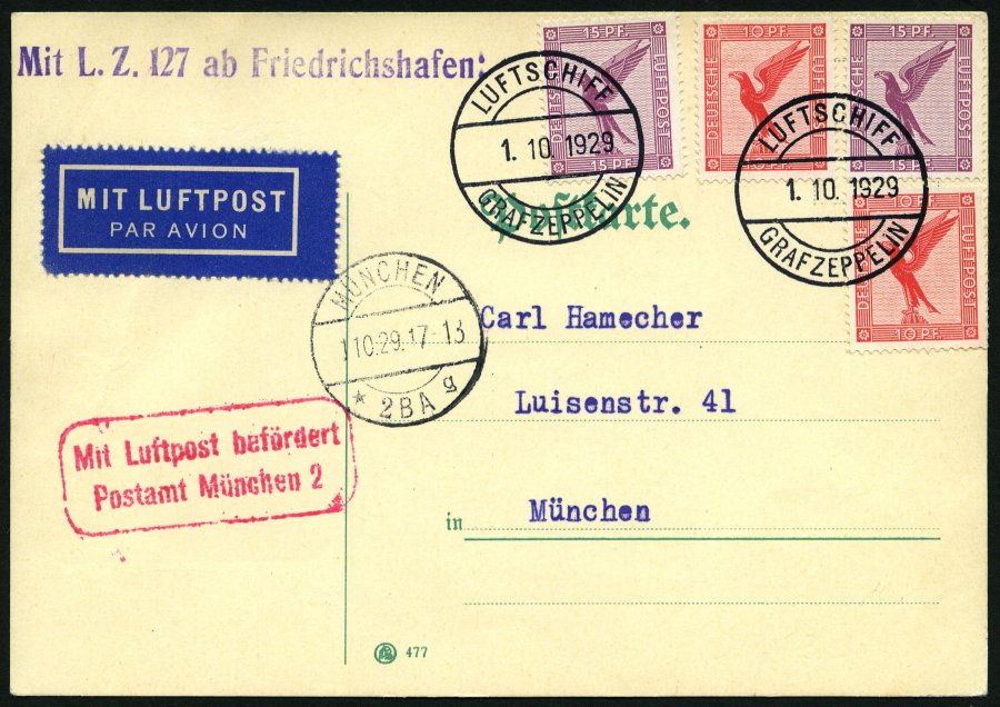 Lot 1373 - STAMPS - GERMANY GERMANY UNTIL 1945 - ZEPPELIN AND AIRMAIL -  Nordphila e.K. Stamp Auction #446