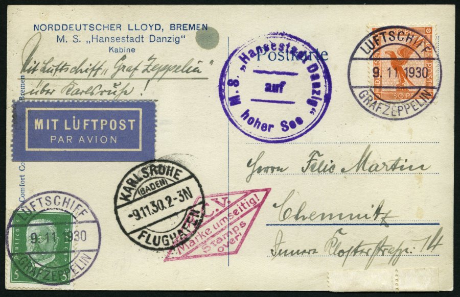 Lot 1411 - STAMPS - GERMANY GERMANY UNTIL 1945 - ZEPPELIN AND AIRMAIL -  Nordphila e.K. Stamp Auction #446