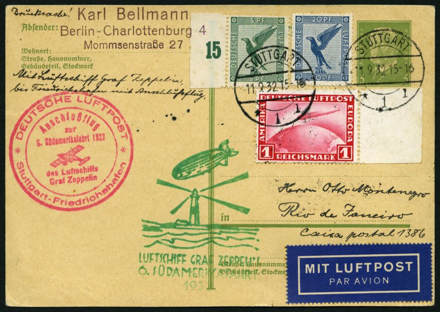 Lot 1453 - STAMPS - GERMANY GERMANY UNTIL 1945 - ZEPPELIN AND AIRMAIL -  Nordphila e.K. Stamp Auction #446