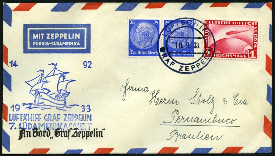 Lot 1468 - STAMPS - GERMANY GERMANY UNTIL 1945 - ZEPPELIN AND AIRMAIL -  Nordphila e.K. Stamp Auction #446