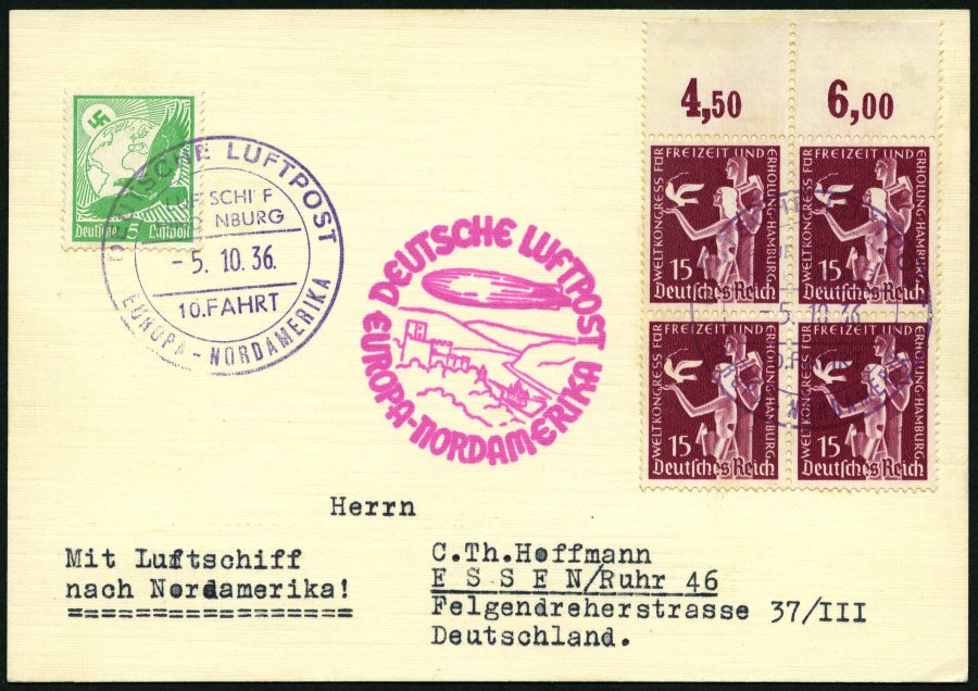 Lot 1519 - STAMPS - GERMANY GERMANY UNTIL 1945 - ZEPPELIN AND AIRMAIL - Nordphila e.K. Stamp Auction #446 Lot 1519 - STAMPS - GERMANY GERMANY UNTIL 1945 - ZEPPELIN AND AIRMAIL - Nordphila e.K. Stamp Auction #446