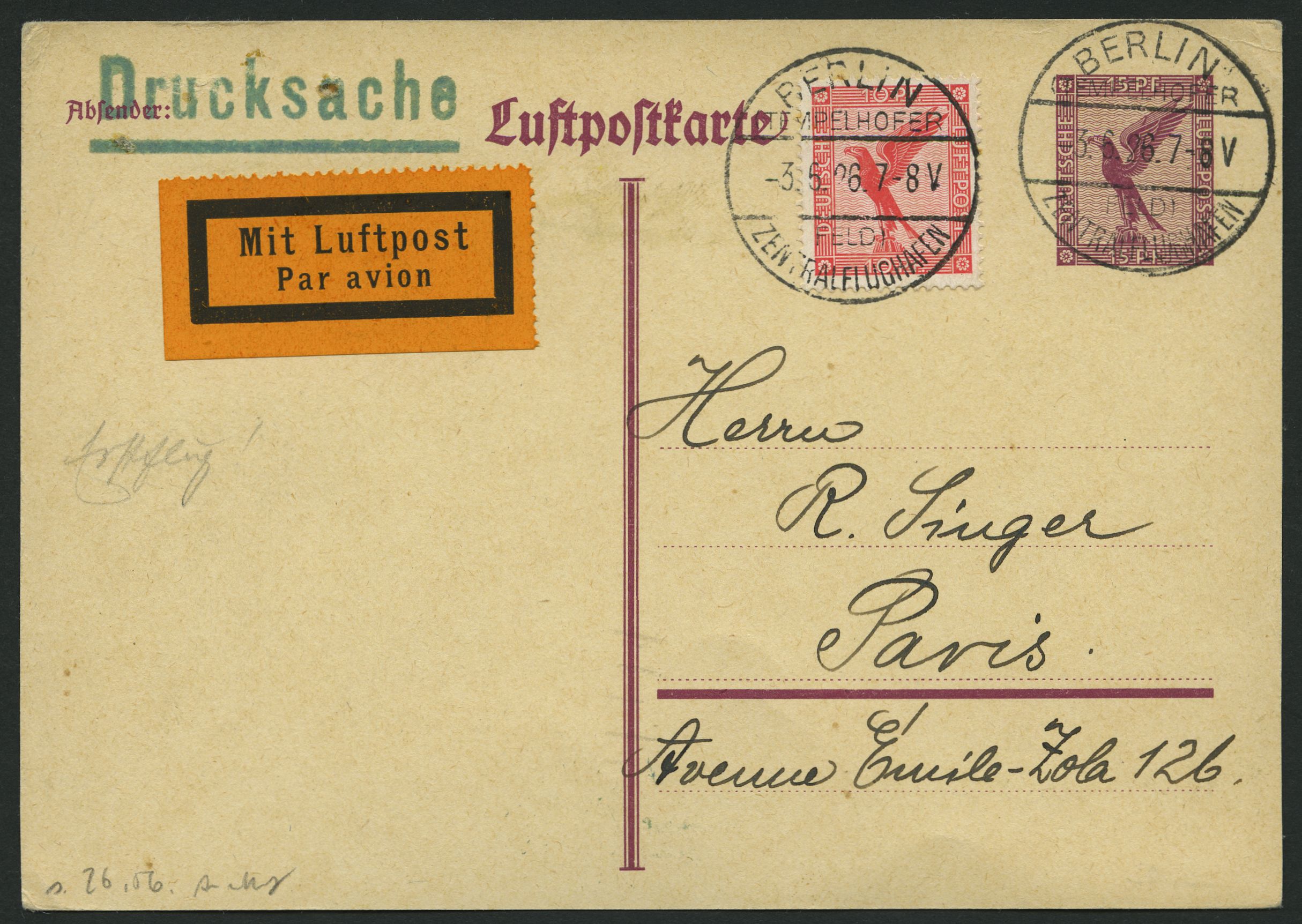 Lot 1695 - STAMPS - GERMANY GERMANY UNTIL 1945 - ZEPPELIN AND AIRMAIL - Nordphila e.K. Stamp Auction #446 Lot 1695 - STAMPS - GERMANY GERMANY UNTIL 1945 - ZEPPELIN AND AIRMAIL - Nordphila e.K. Stamp Auction #446